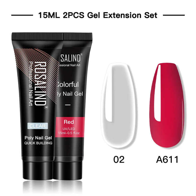 15/30 ml Poly Nail Gel Semi Permanent Akryl Extension Crystal Nail Art Fast Builder Hybrid Lack UV Poly Nagellack - 24 Timmar Deals