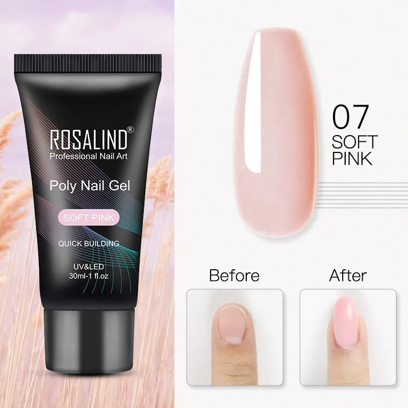 15/30 ml Poly Nail Gel Semi Permanent Akryl Extension Crystal Nail Art Fast Builder Hybrid Lack UV Poly Nagellack - 24 Timmar Deals