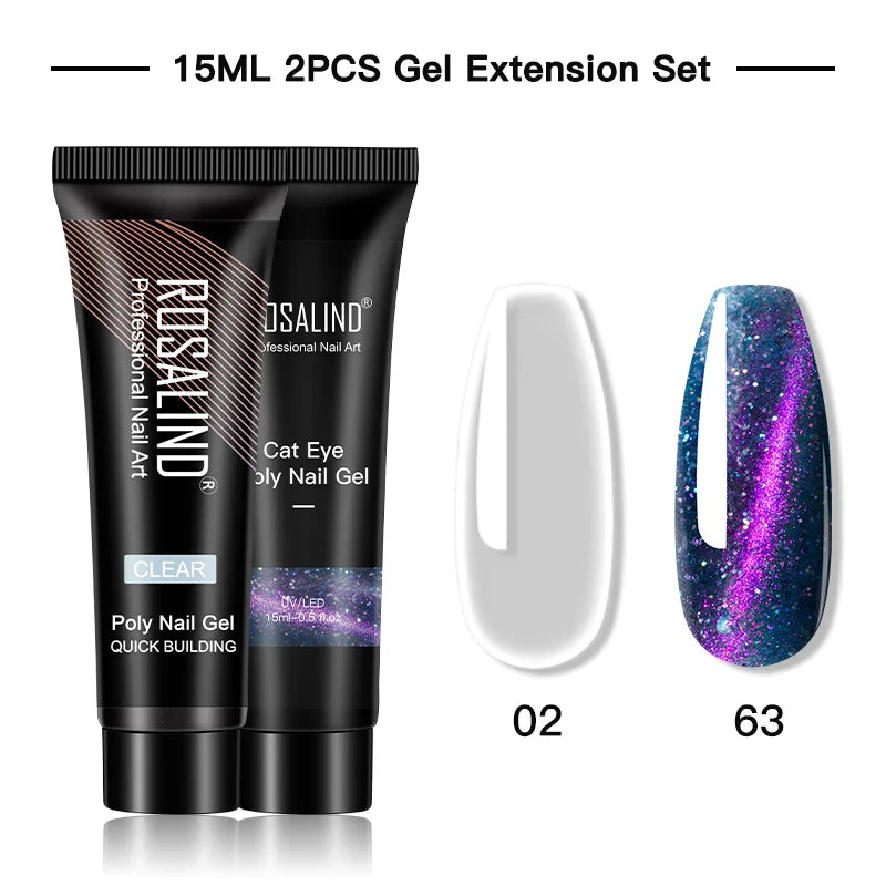 15/30 ml Poly Nail Gel Semi Permanent Akryl Extension Crystal Nail Art Fast Builder Hybrid Lack UV Poly Nagellack - 24 Timmar Deals