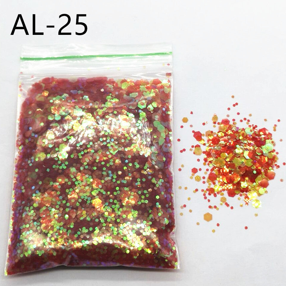 10g Nail Art Stora paljetter Blandade paljetter Glitterpulver - 24 Timmar Deals