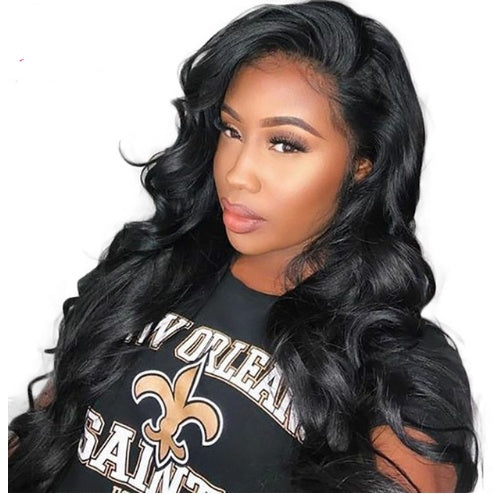 European and American fashion black big wave wig high-grade chemical fiber front lace head cover - 24 Timmar Deals