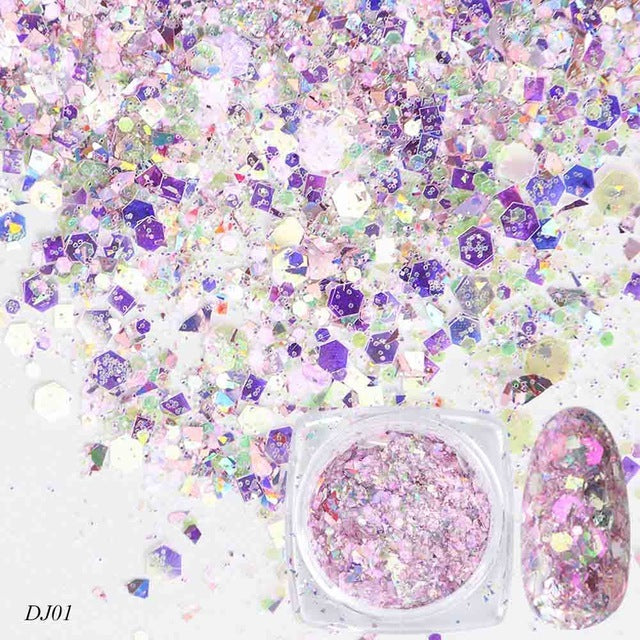 Nail Art Glitter 12 Color Light Change Onion Pink Symphony Glitter Sequin - 24 Timmar Deals