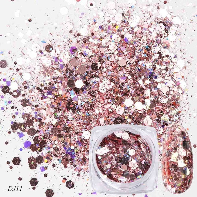 Nail Art Glitter 12 Color Light Change Onion Pink Symphony Glitter Sequin - 24 Timmar Deals
