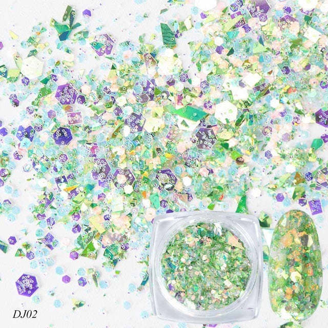 Nail Art Glitter 12 Color Light Change Onion Pink Symphony Glitter Sequin - 24 Timmar Deals