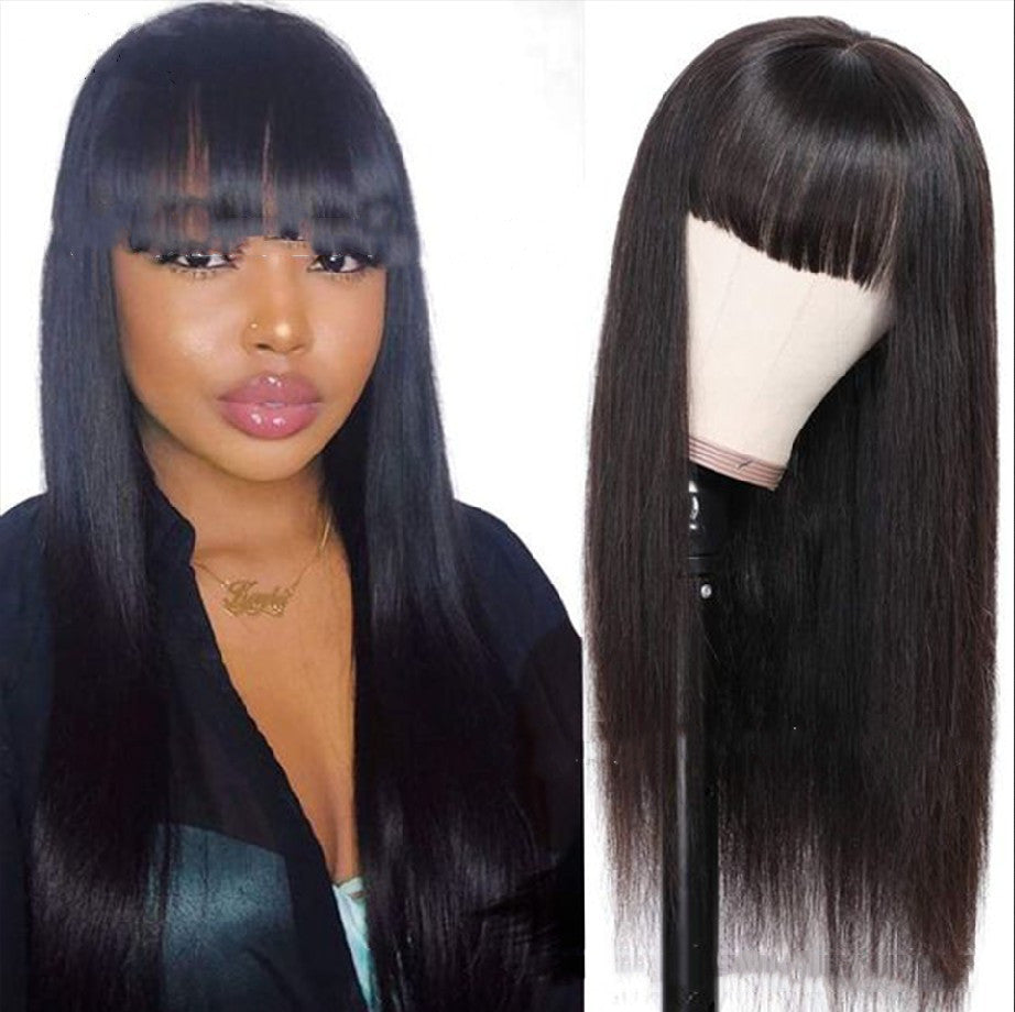 Qi Liuhai Black Long Straight Hair High Temperature Wire Full Wig - 24 Timmar Deals