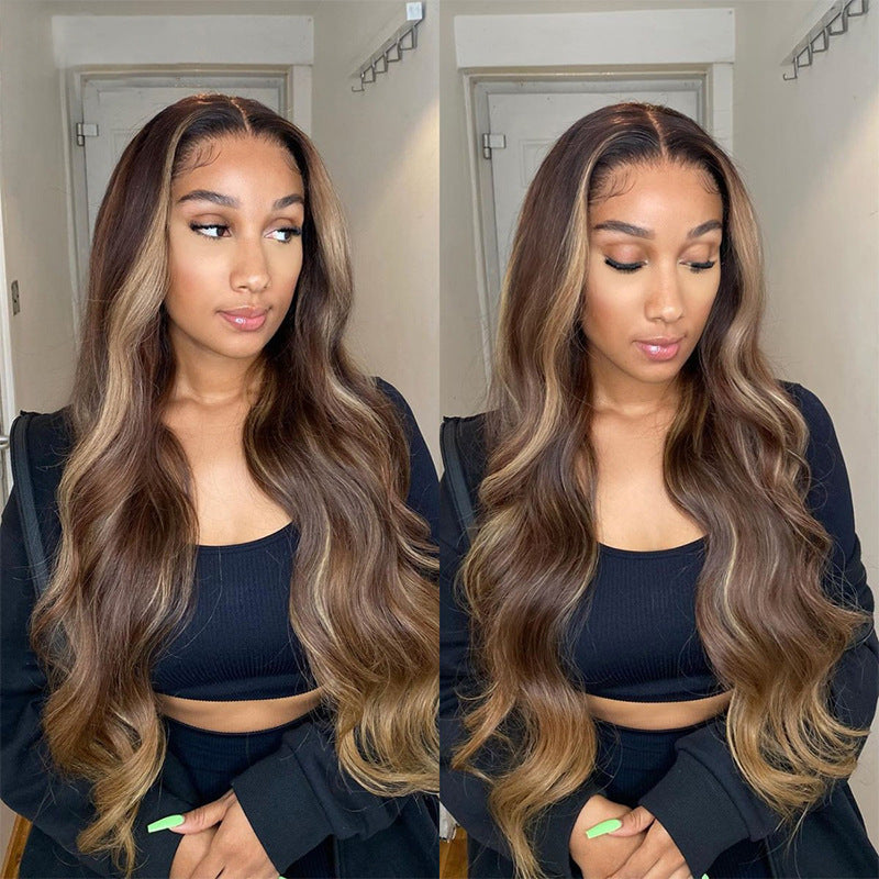 Wig Long Curly Hair Wavy Curly Hair Front Lace African Women Chemical Fiber Wig Cover - 24 Timmar Deals