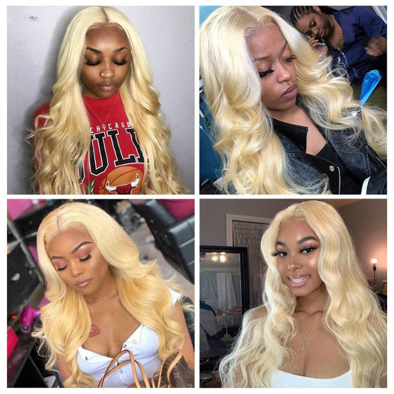 Blonde Lace Front Wig Transparent Lace Frontal Wig Pre Plucked  Brazilian Body Wave Human Hair Wigs - 24 Timmar Deals