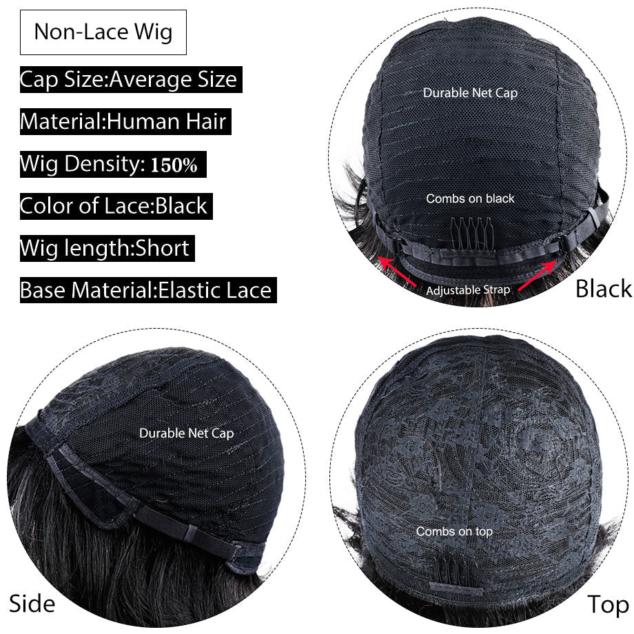 Wig Short Hair Wig Short Straight Hair Bob Hair Wig - 24 Timmar Deals