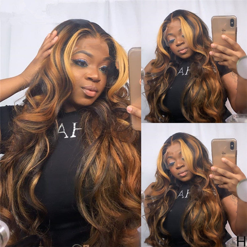 Wig Female Black-Brown Gradient Long Curly Hair - 24 Timmar Deals