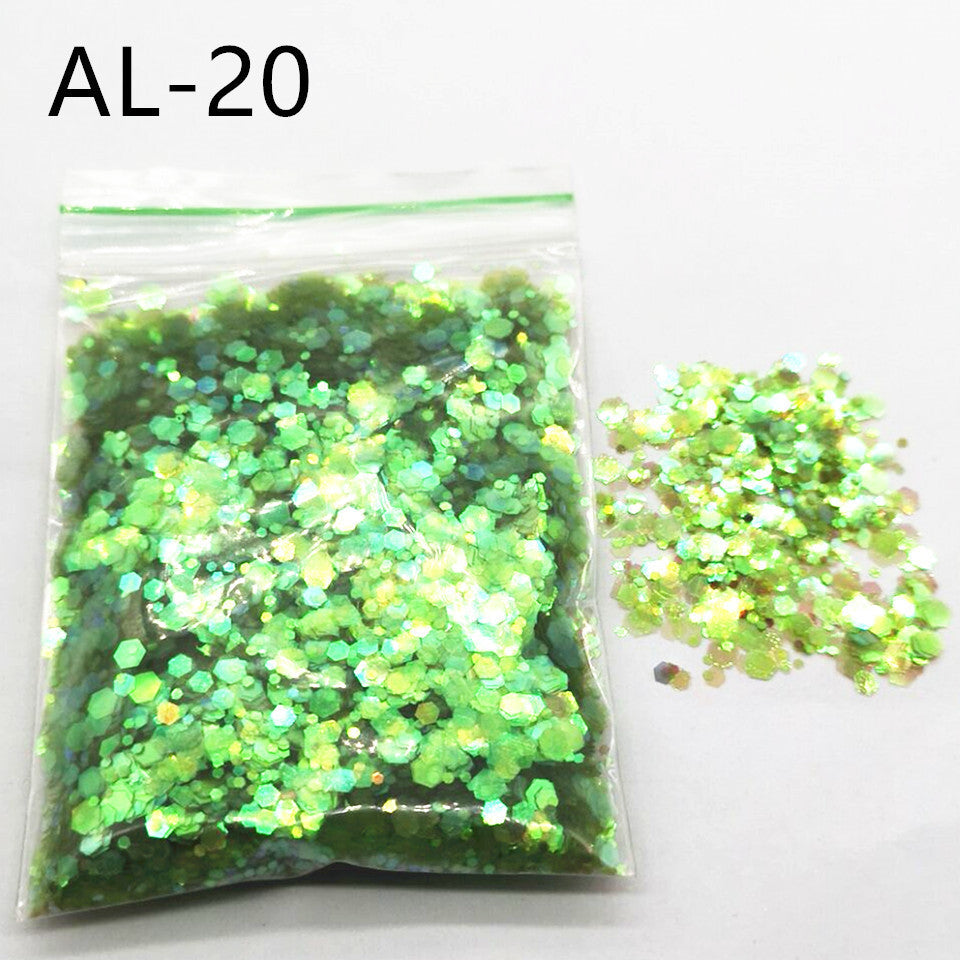10g Nail Art Stora paljetter Blandade paljetter Glitterpulver - 24 Timmar Deals
