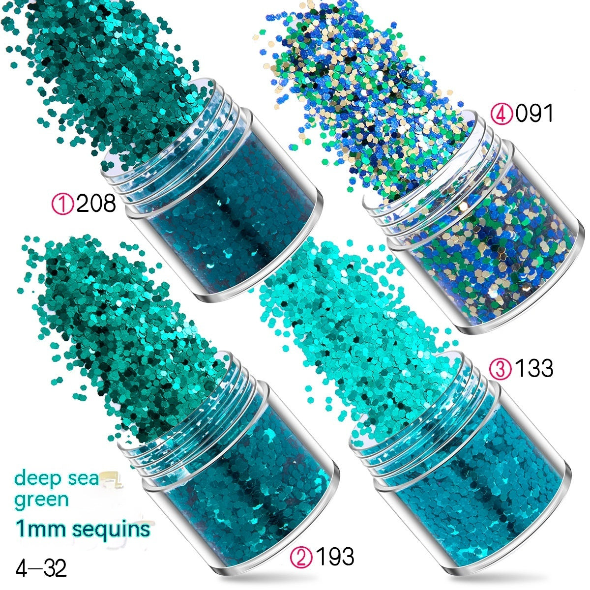 Green Manicure Set 12 Colors Mixed Nail Sequins Glitter Powder Gradient Laser Powder - 24 Timmar Deals