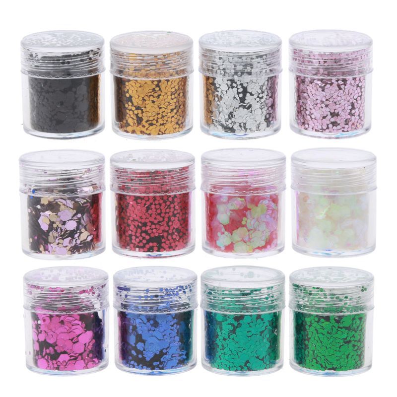 Hexagonal glitter, 12 colors mixed with high quality glitter - 24 Timmar Deals