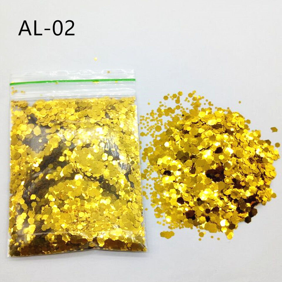 10g Nail Art Stora paljetter Blandade paljetter Glitterpulver - 24 Timmar Deals