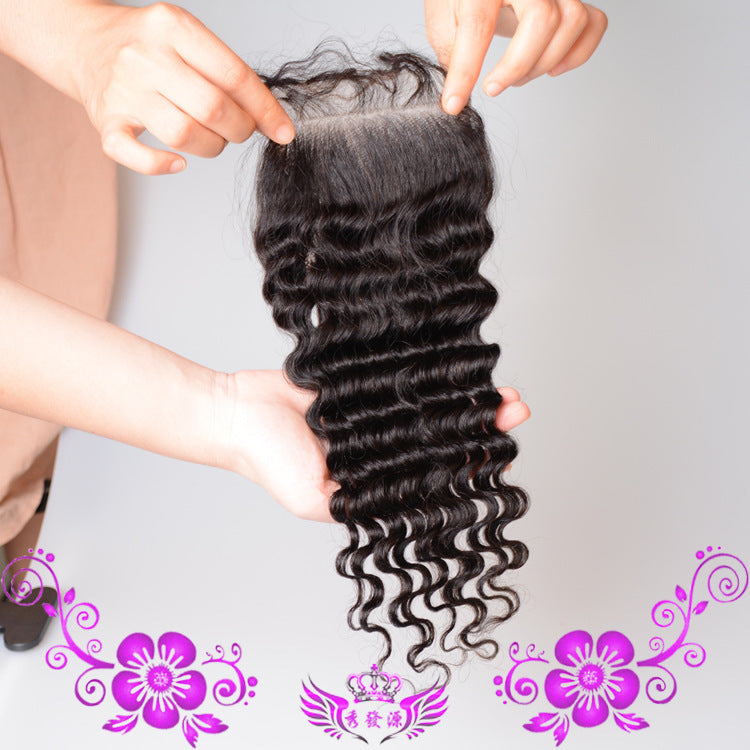 Live-action Wigs Hand-woven Human Hair Block Deep Wave Closure Full Lace Wig - 24 Timmar Deals