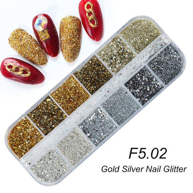 Nail Gold And Silver Glitter Laser Sequins - 24 Timmar Deals