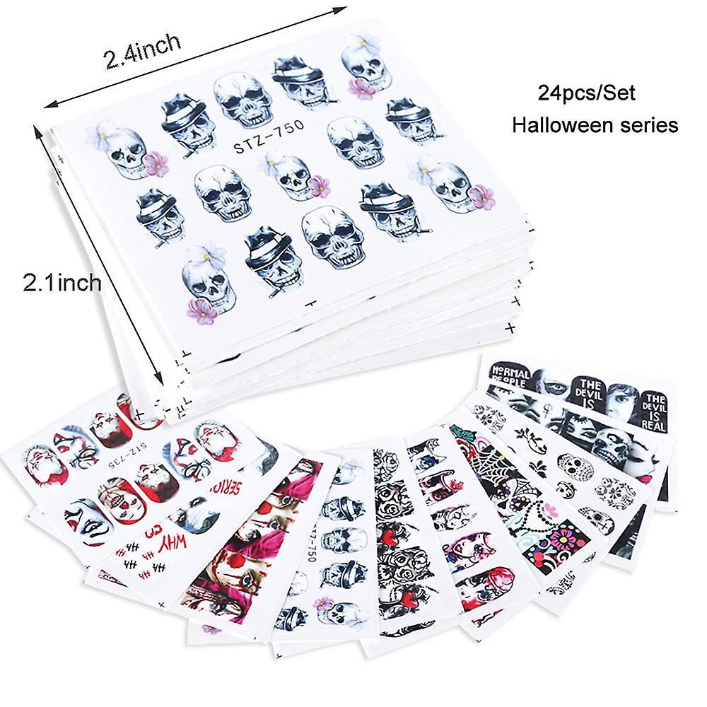 Halloween Nail Stickers Water Transfer Nageldekaler Day Of The Dead Nail - 24 Timmar Deals