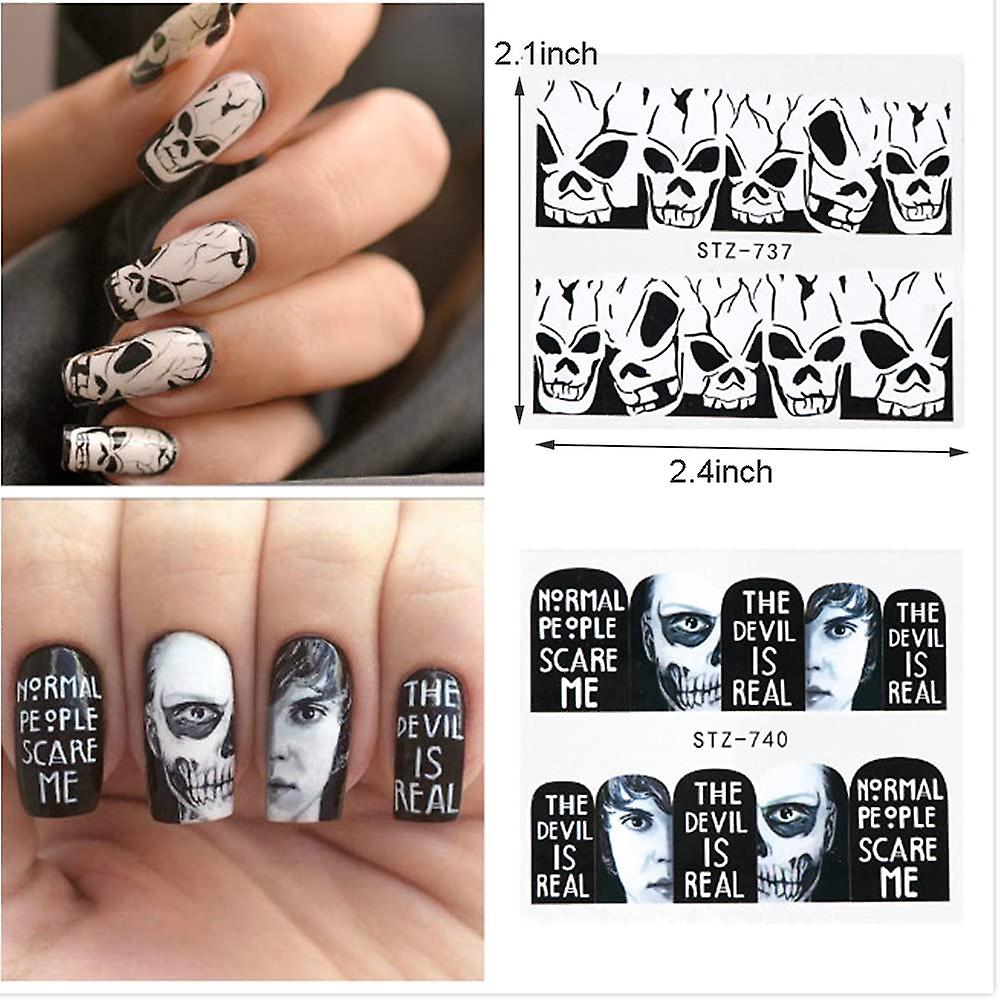 Halloween Nail Stickers Water Transfer Nageldekaler Day Of The Dead Nail - 24 Timmar Deals