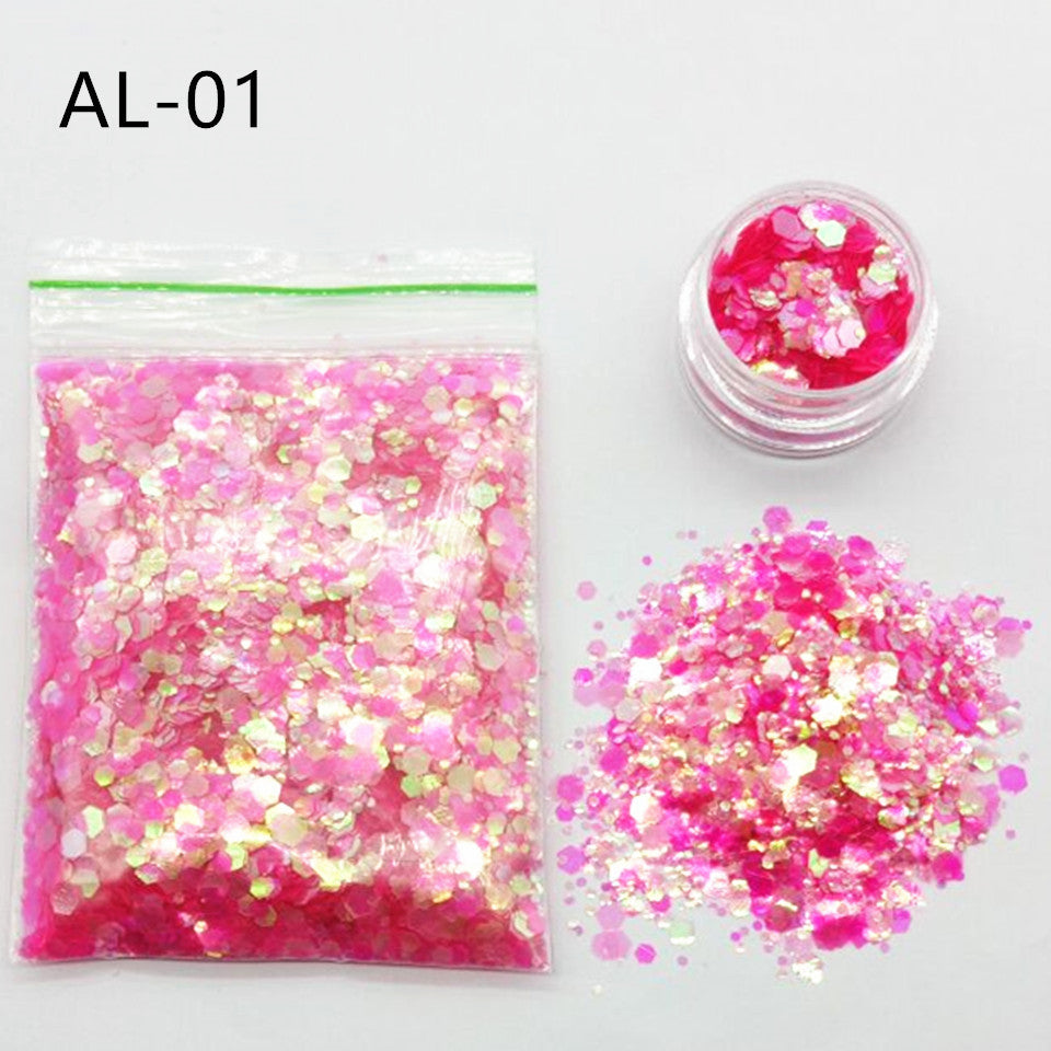10g Nail Art Stora paljetter Blandade paljetter Glitterpulver - 24 Timmar Deals