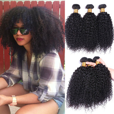 Human hair weft, kinky curly hair