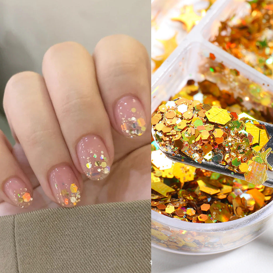 Gold And Silver Laser Irregular Nail Glitter Sequins - 24 Timmar Deals