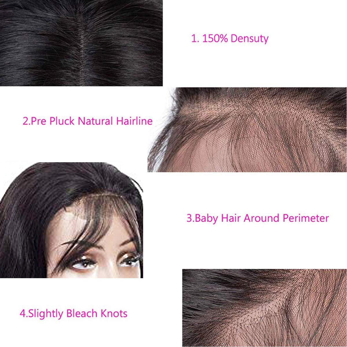 Natural Wig Real Hair Before Lace Black - 24 Timmar Deals