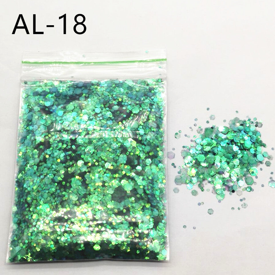 10g Nail Art Stora paljetter Blandade paljetter Glitterpulver - 24 Timmar Deals