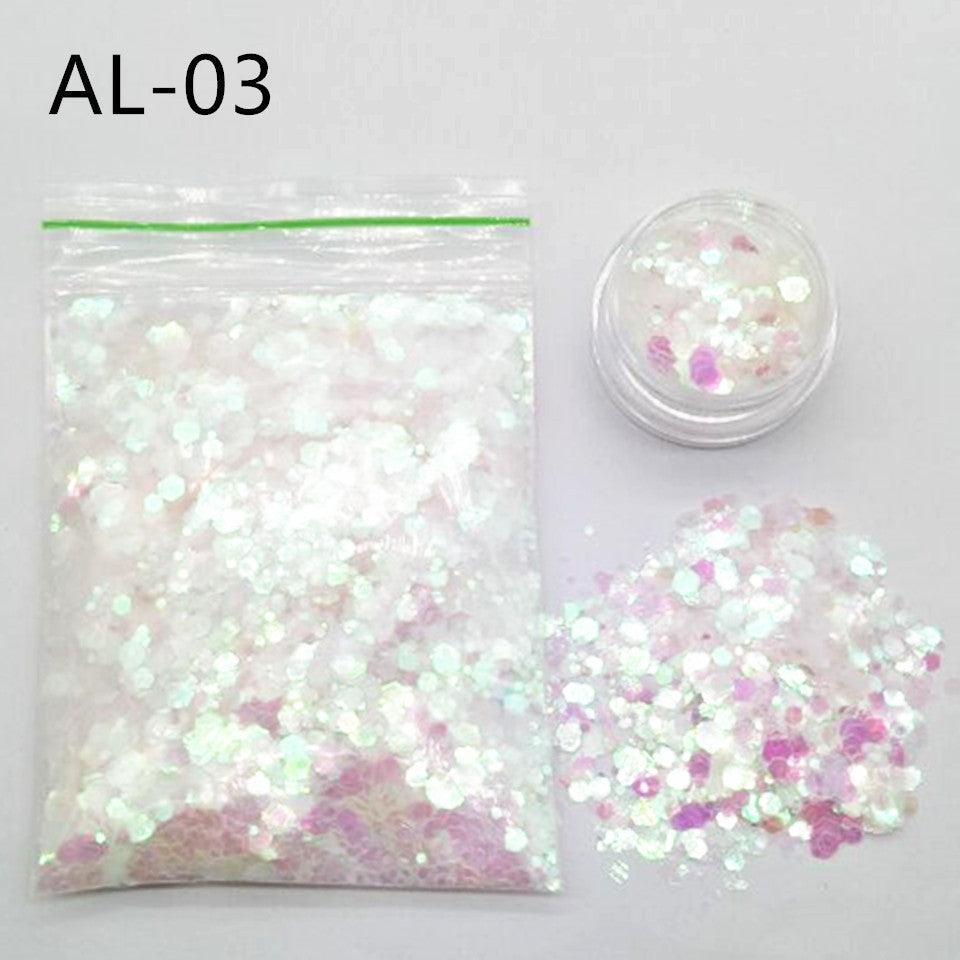 10g Nail Art Stora paljetter Blandade paljetter Glitterpulver - 24 Timmar Deals