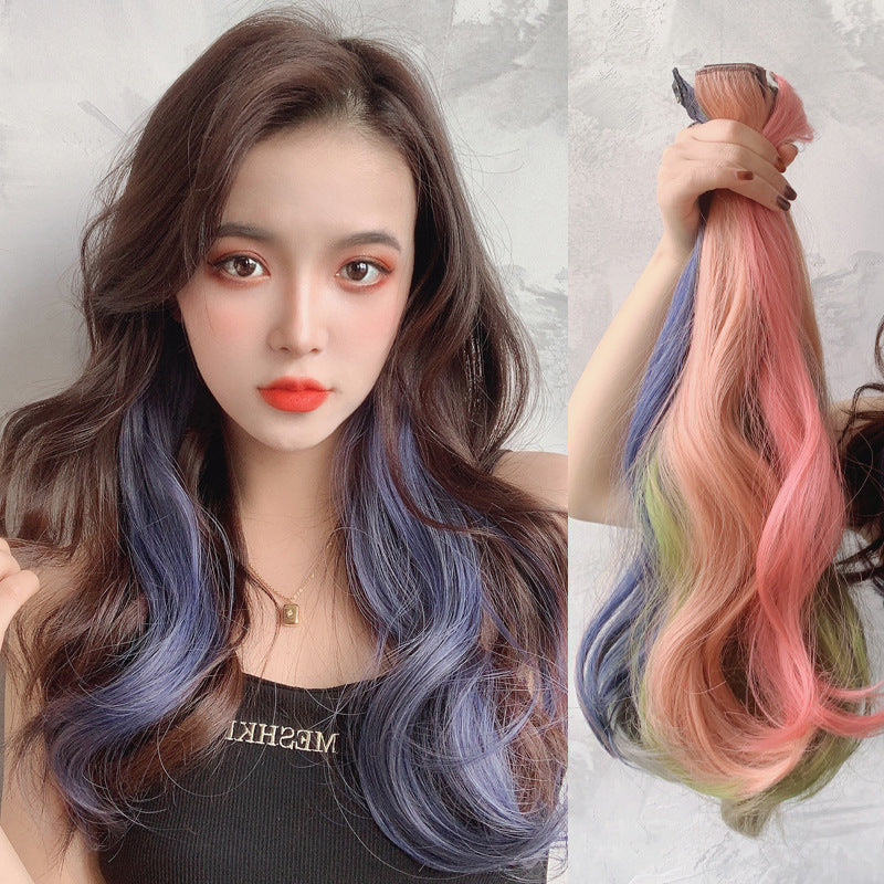 Color Wigs Female Long Hair Highlighting Gradient Invisible Curly Hair - 24 Timmar Deals