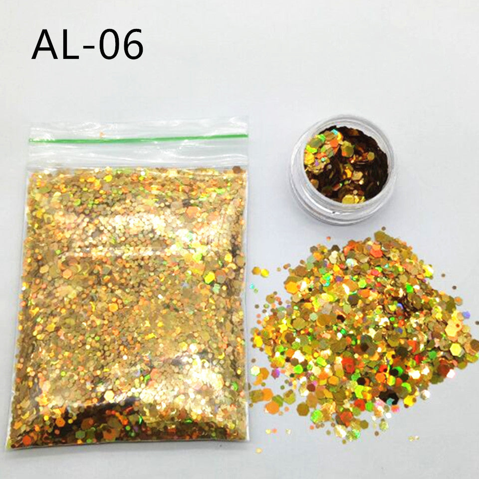 10g Nail Art Stora paljetter Blandade paljetter Glitterpulver - 24 Timmar Deals
