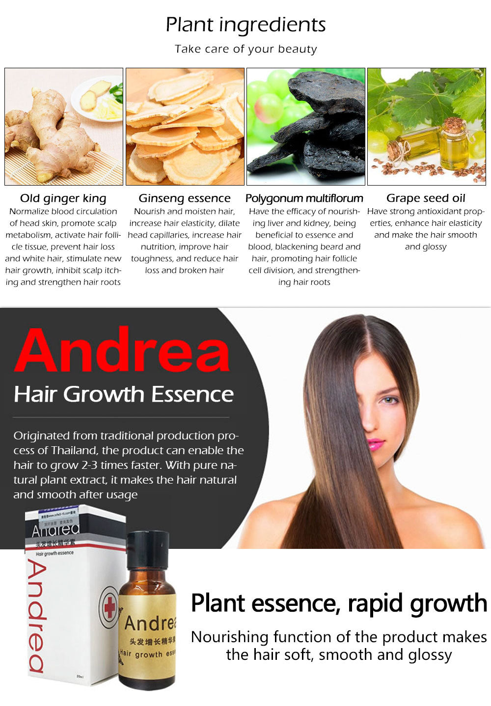 Hair Growth Anti Hair Loss Liquid 20ml Dense Hair Andrea Hairstyle Keratin Hair Care Styling Products Sunburst - 24 Timmar Deals
