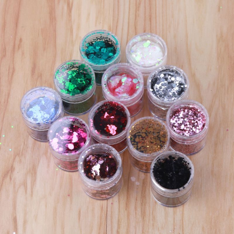 Hexagonal glitter, 12 colors mixed with high quality glitter - 24 Timmar Deals