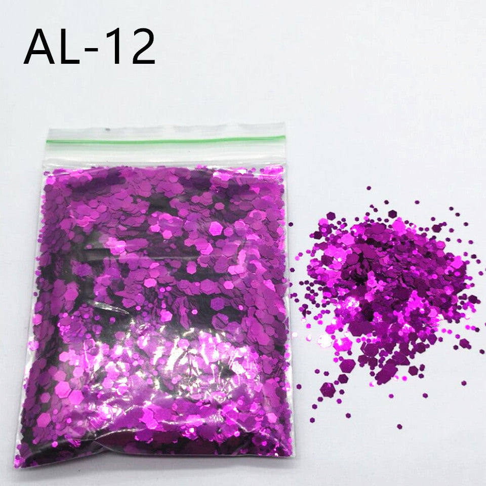 10g Nail Art Stora paljetter Blandade paljetter Glitterpulver - 24 Timmar Deals