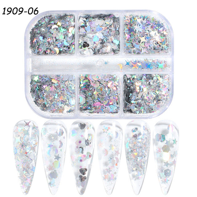 Gold And Silver Laser Irregular Nail Glitter Sequins - 24 Timmar Deals