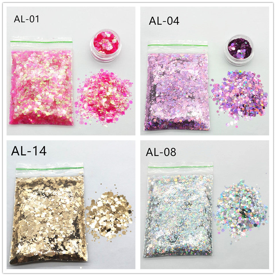 10g Nail Art Stora paljetter Blandade paljetter Glitterpulver - 24 Timmar Deals