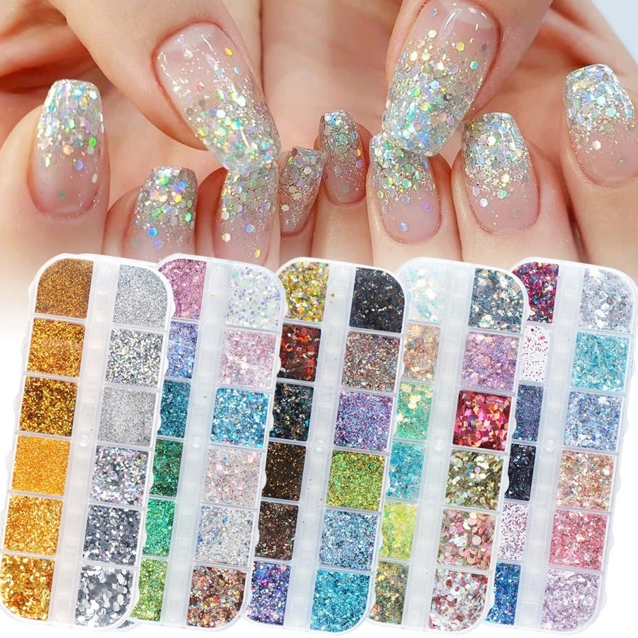 Nail Gold And Silver Glitter Laser Sequins - 24 Timmar Deals