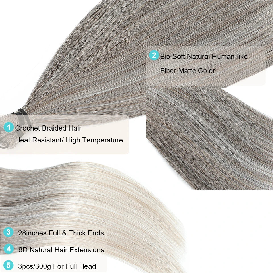 28 tums raka hårbuntar Syntetiskt flätat hår - 24 Timmar Deals