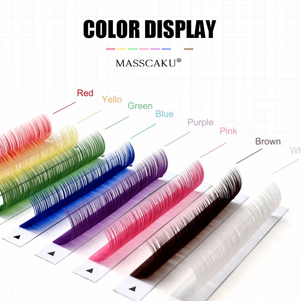 High Quality Masscaku Synthetic Mink Colorful Lashes Professional Natural Individual Classic for Eyelash Extensions Makeup Tool - 24 Timmar Deals