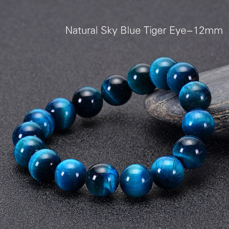 Natural Stone Blue Tiger Eye Stone Bracelet - 24 Timmar Deals