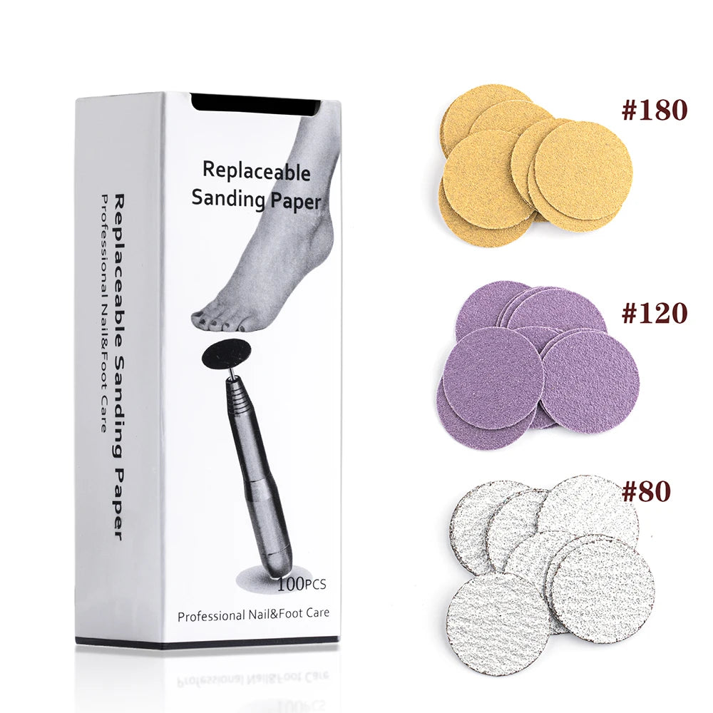 100st/kartong 25mm utbytbart slippapper skiva pedikyr sandpapper - 24 Timmar Deals