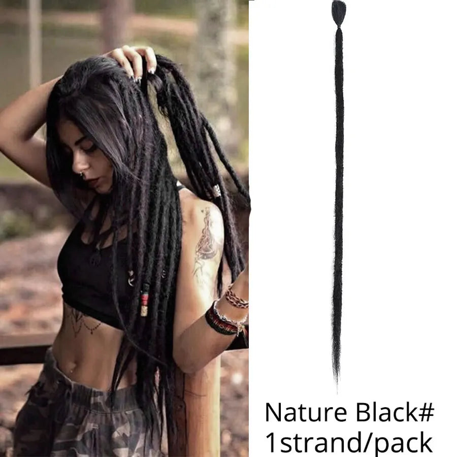 5 trådar 20 tum syntetiska dreadlocks hårförlängningar Mjukt handgjort virkat hår - 24 Timmar Deals