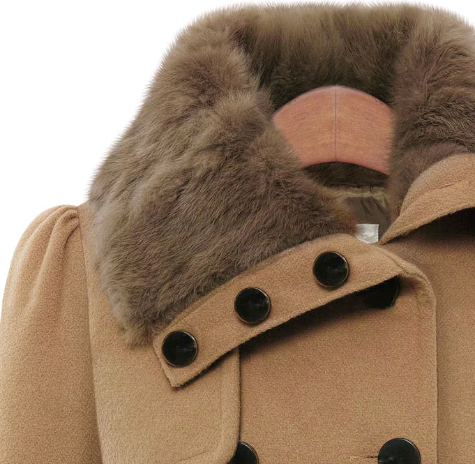 Lång Sherparock i ull Dubbelknäppt vadderad kashmirkappa England Style Trench - 24 Timmar Deals