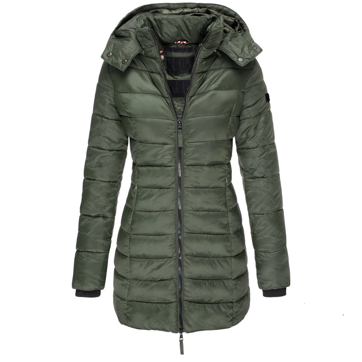 Vinterjackor med dragkedja Huva Vadderade jackor i bomull Långärmad varm kappa Slim Parka Ytterkläder - 24 Timmar Deals