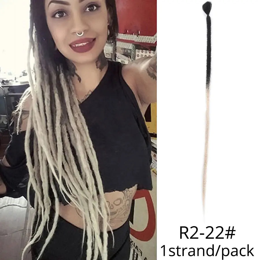 5 trådar 20 tum syntetiska dreadlocks hårförlängningar Mjukt handgjort virkat hår - 24 Timmar Deals
