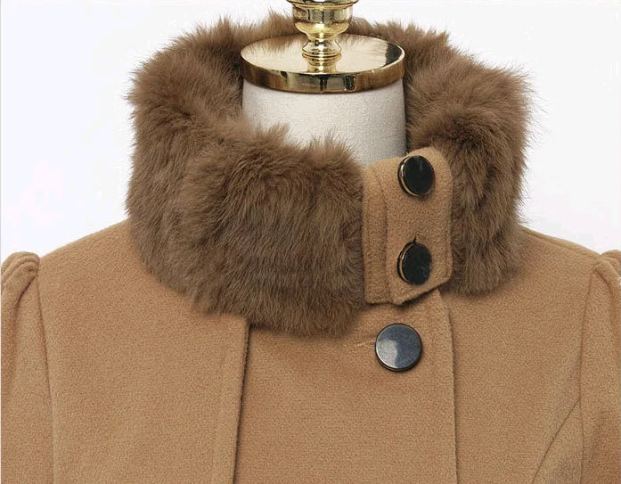 Lång Sherparock i ull Dubbelknäppt vadderad kashmirkappa England Style Trench - 24 Timmar Deals