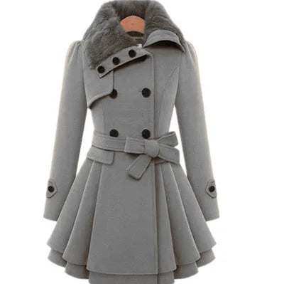 Lång Sherparock i ull Dubbelknäppt vadderad kashmirkappa England Style Trench - 24 Timmar Deals