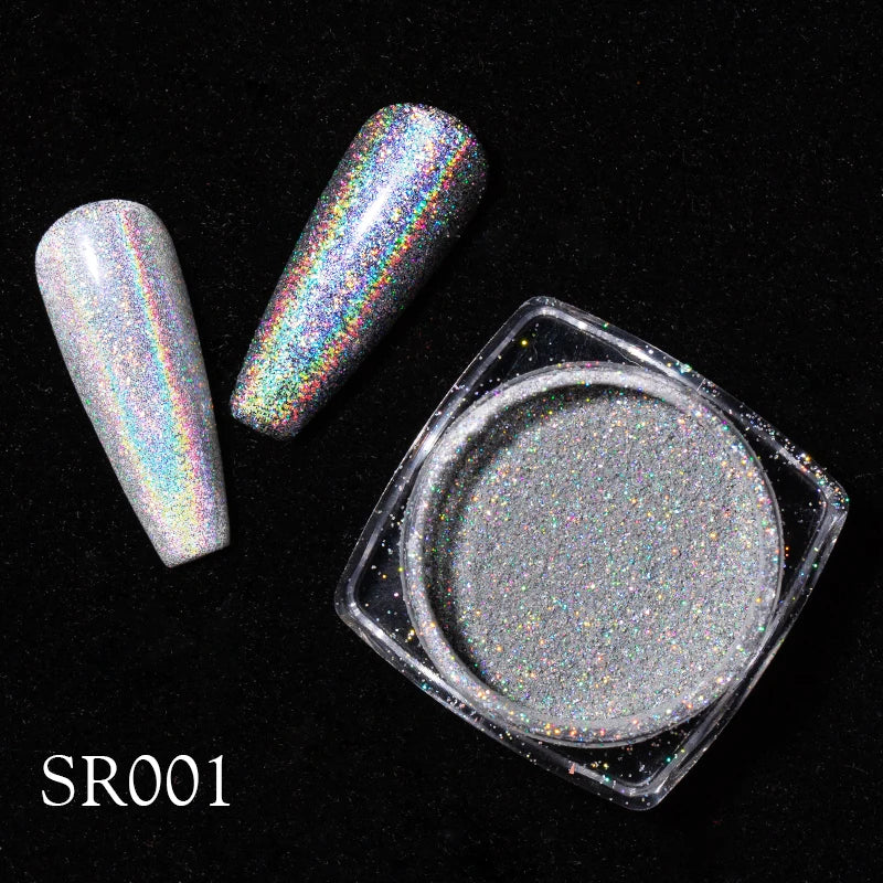 Holografisk Nail Glitter Pulver Laser Pigment Nail Art Dust Mirror Chrome - 24 Timmar Deals