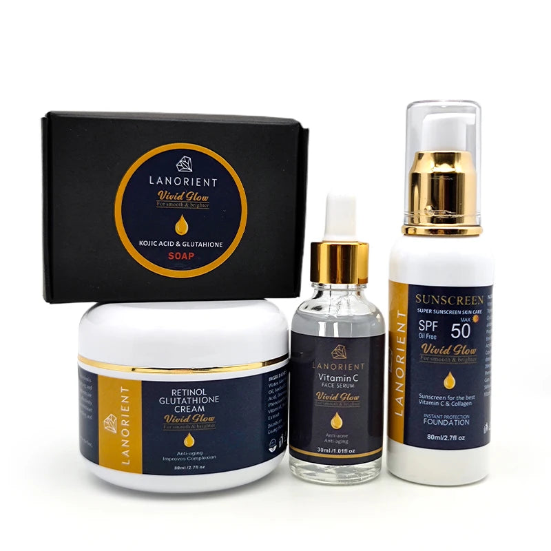 Vitamin C L-Glutathione Natural Whitening and Anti Aging Skin Care 4pc Set - 24 Timmar Deals