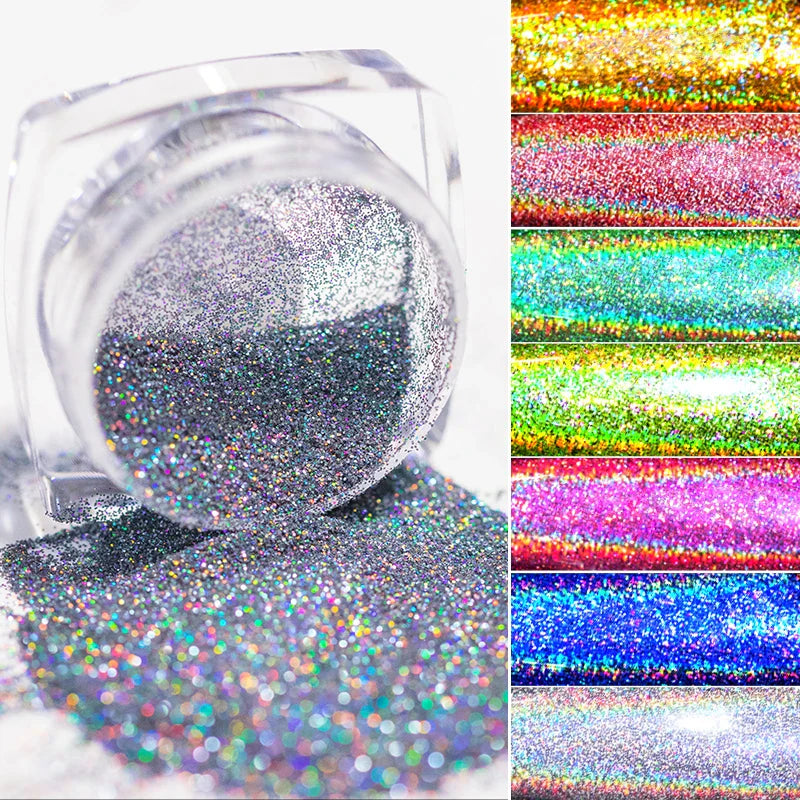 Holografisk Nail Glitter Pulver Laser Pigment Nail Art Dust Mirror Chrome - 24 Timmar Deals