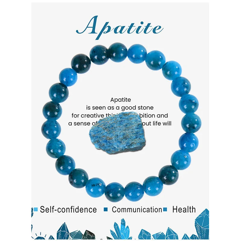 Blue Apatite Natural Stone Crystal Beads Bracelet - 24 Timmar Deals