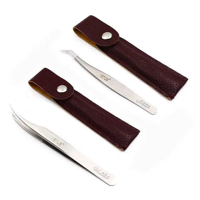 2st VETUS ögonfransförlängningspincett 3D/6D Volymfransar Pincett rostfritt stål - 24 Timmar Deals